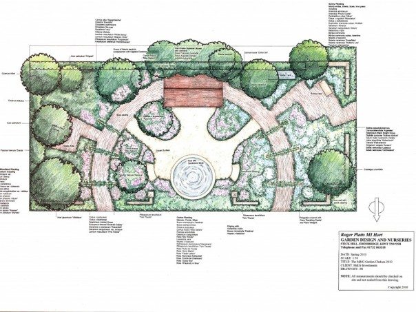 garden design and sketched plan